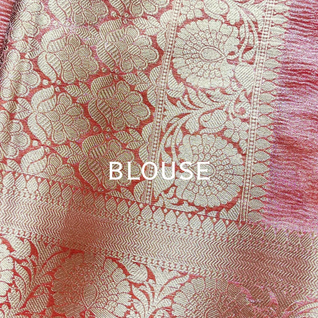 Crushed Semi Katan Tissue Saree – Radiant Orange Charm