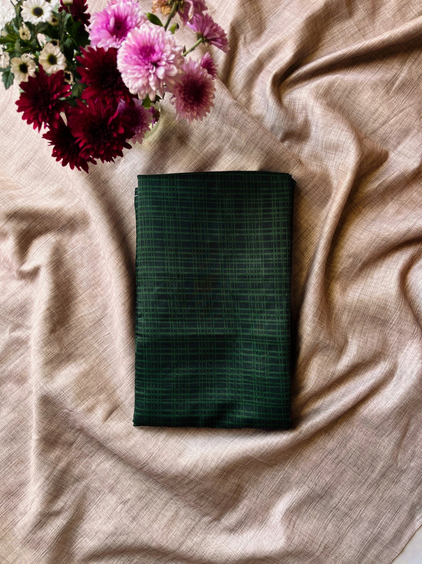 Green Saree With Dark green Blouse 01