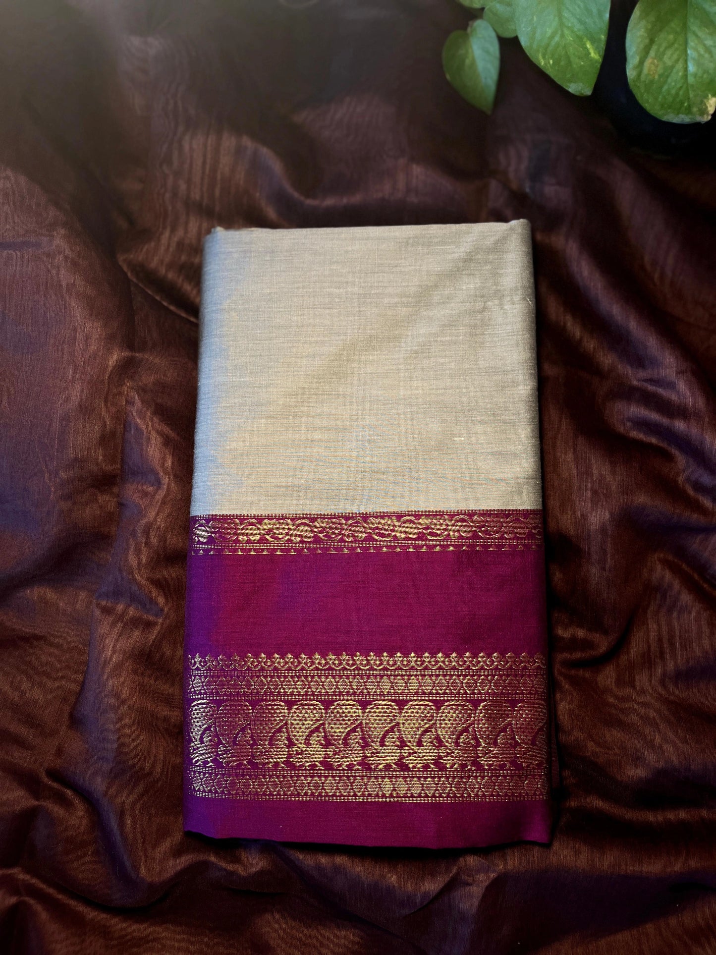 Grey Kalyani Cotton Silk Mix Saree With Running Blouse