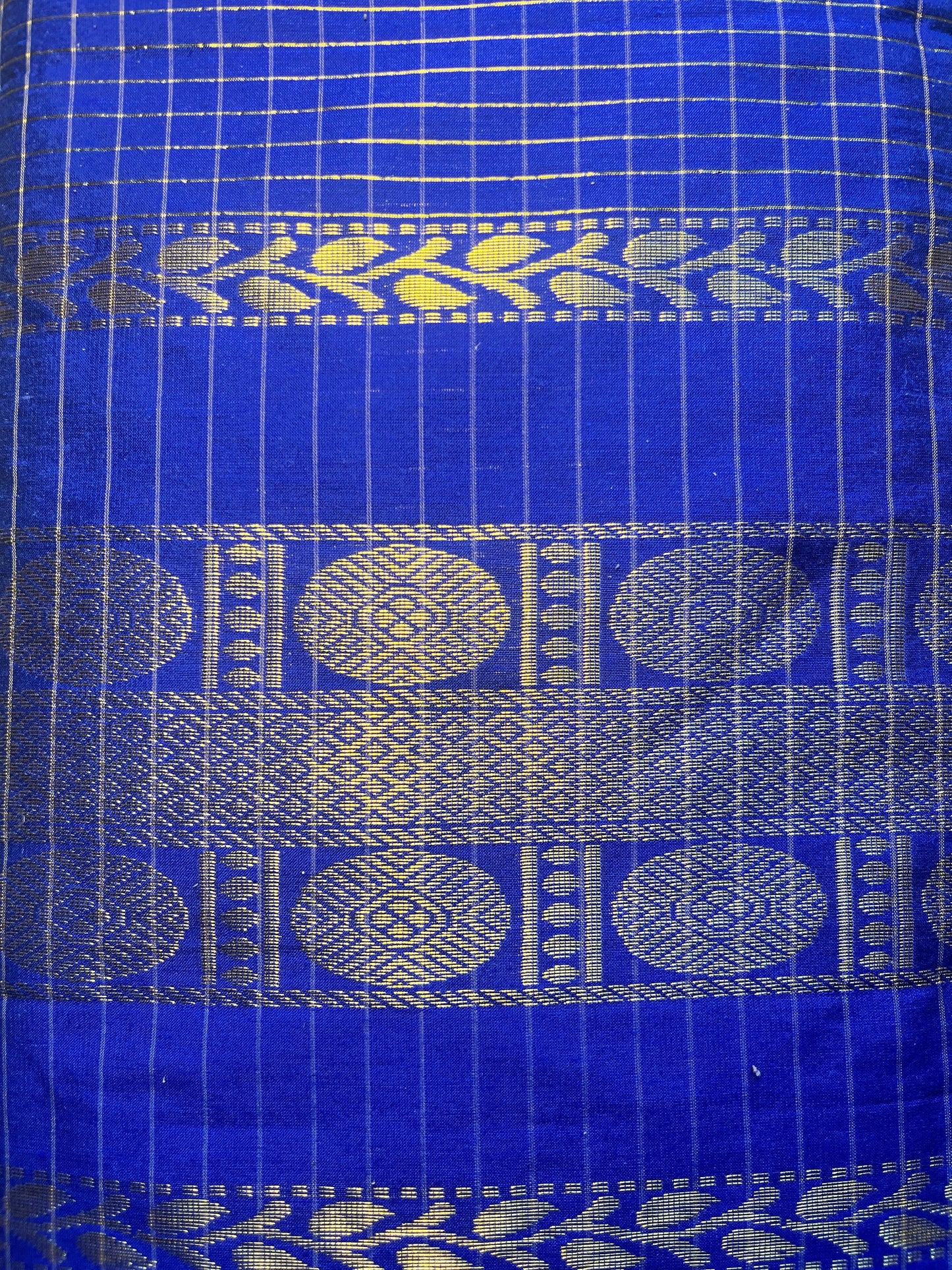 Navy Blue Soft Silk/ Cotton Mix Saree With Running Blouse