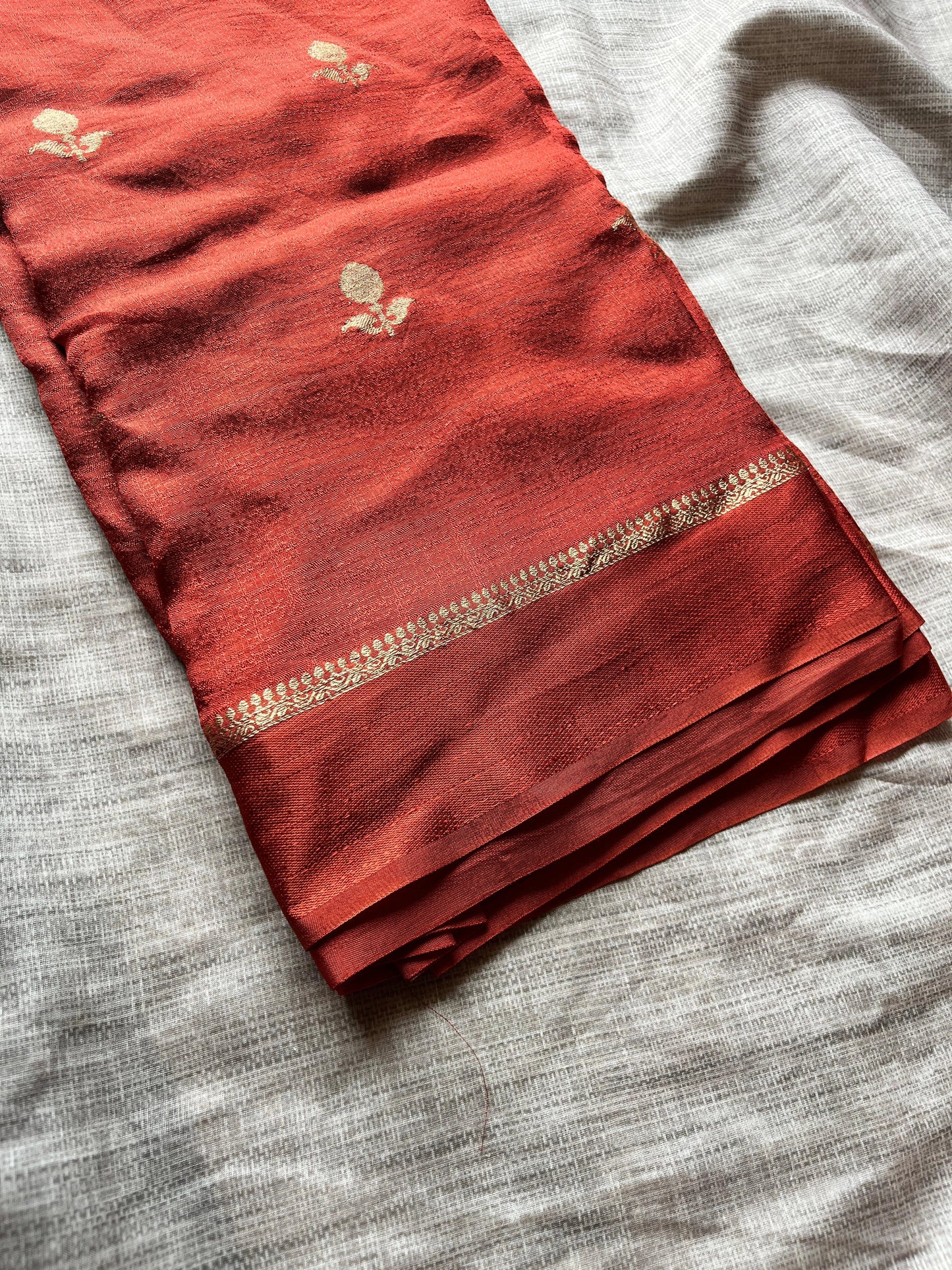 Rust Orange Semi Viscose Saree