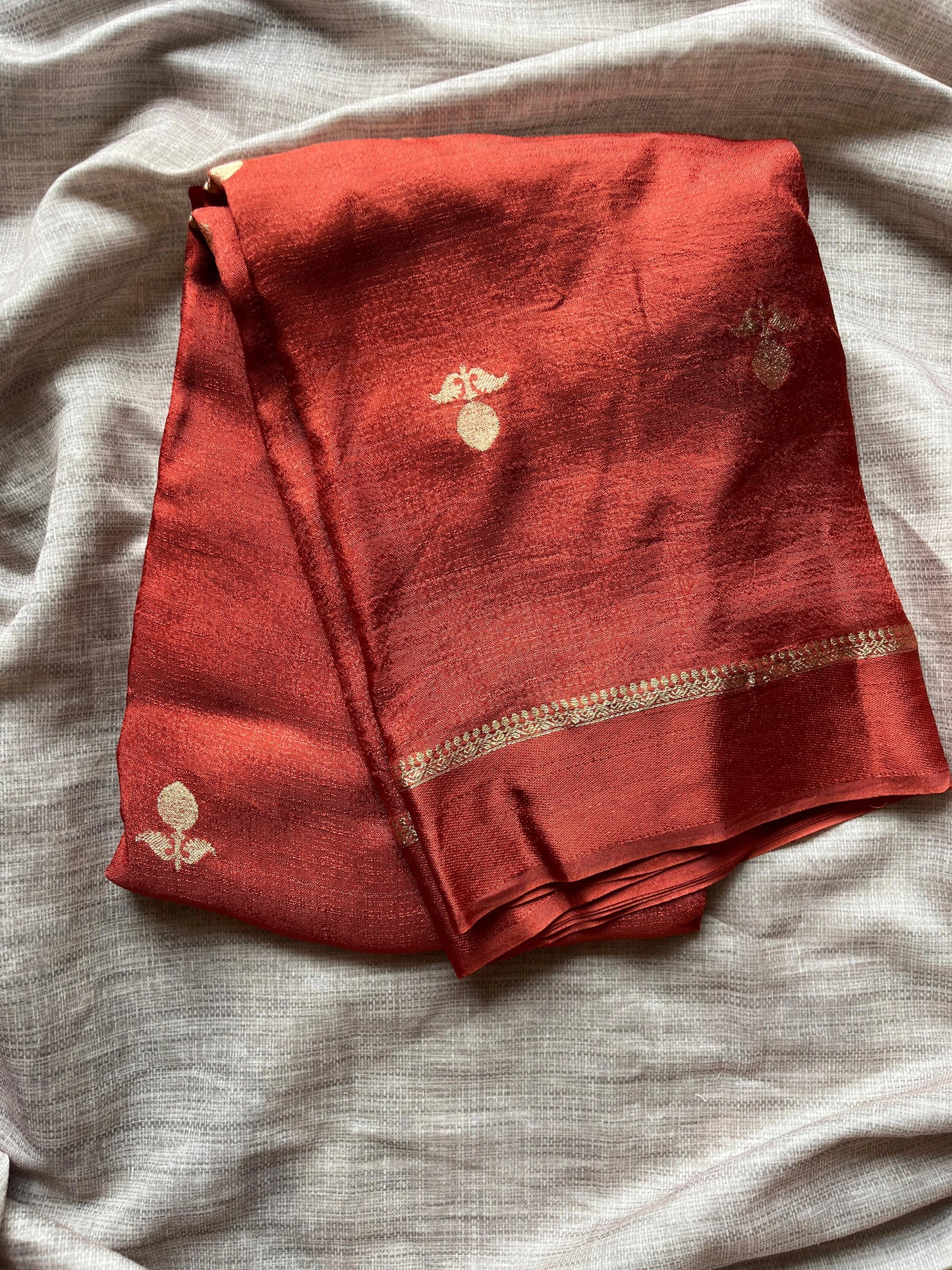 Rust Orange Semi Viscose Saree