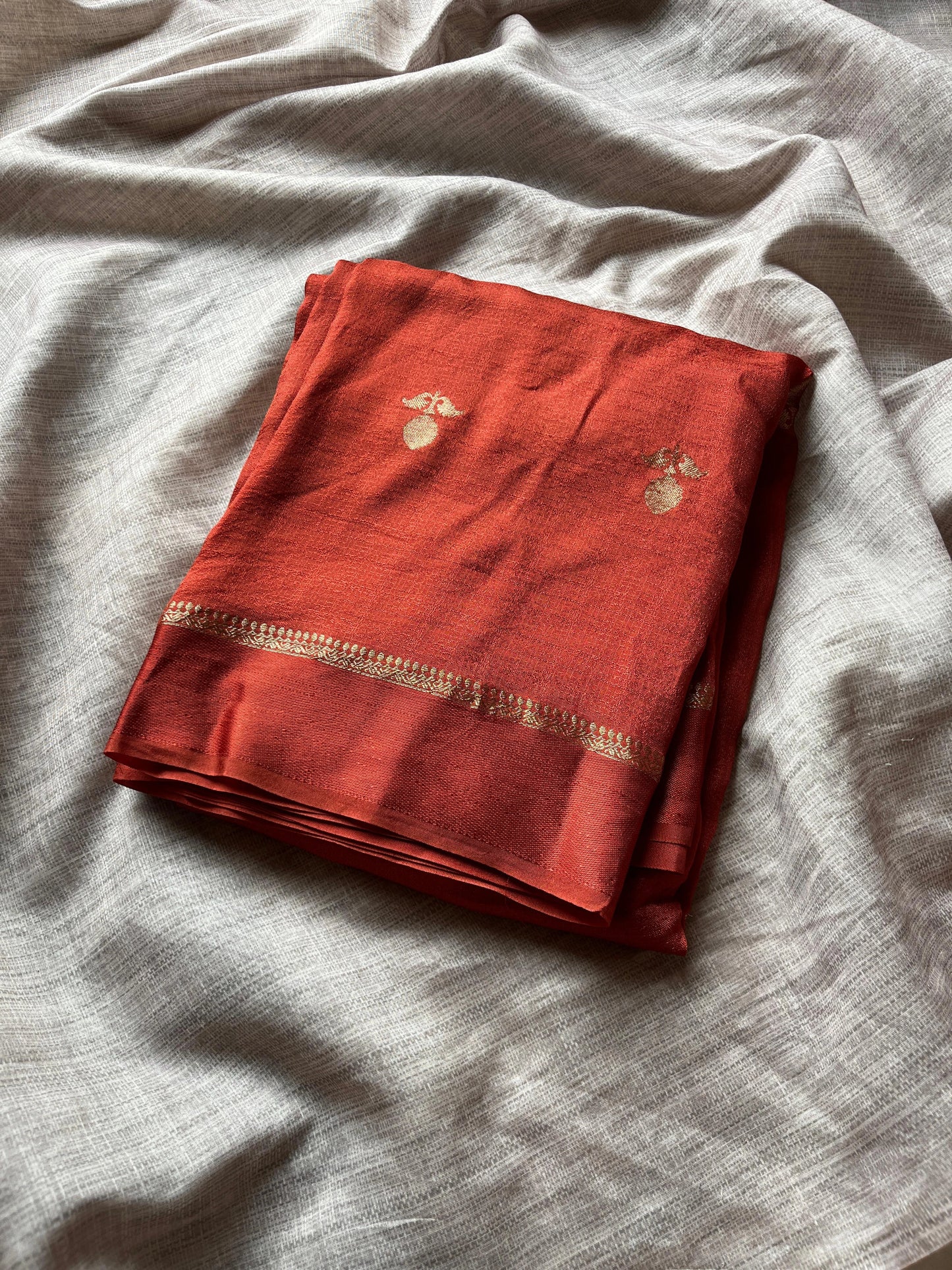 Rust Orange Semi Viscose Saree