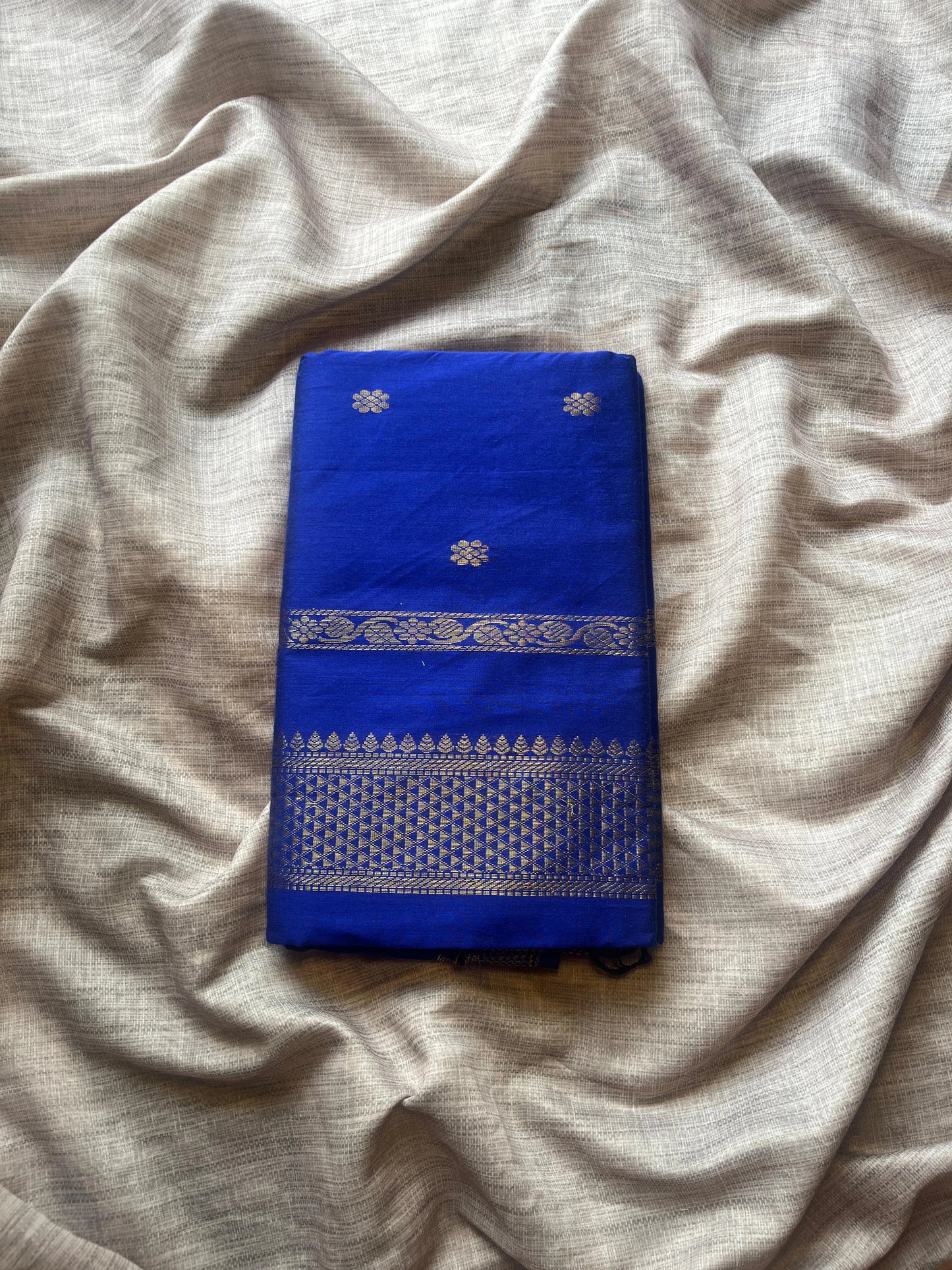 Blue semi silk cotton mix saree
