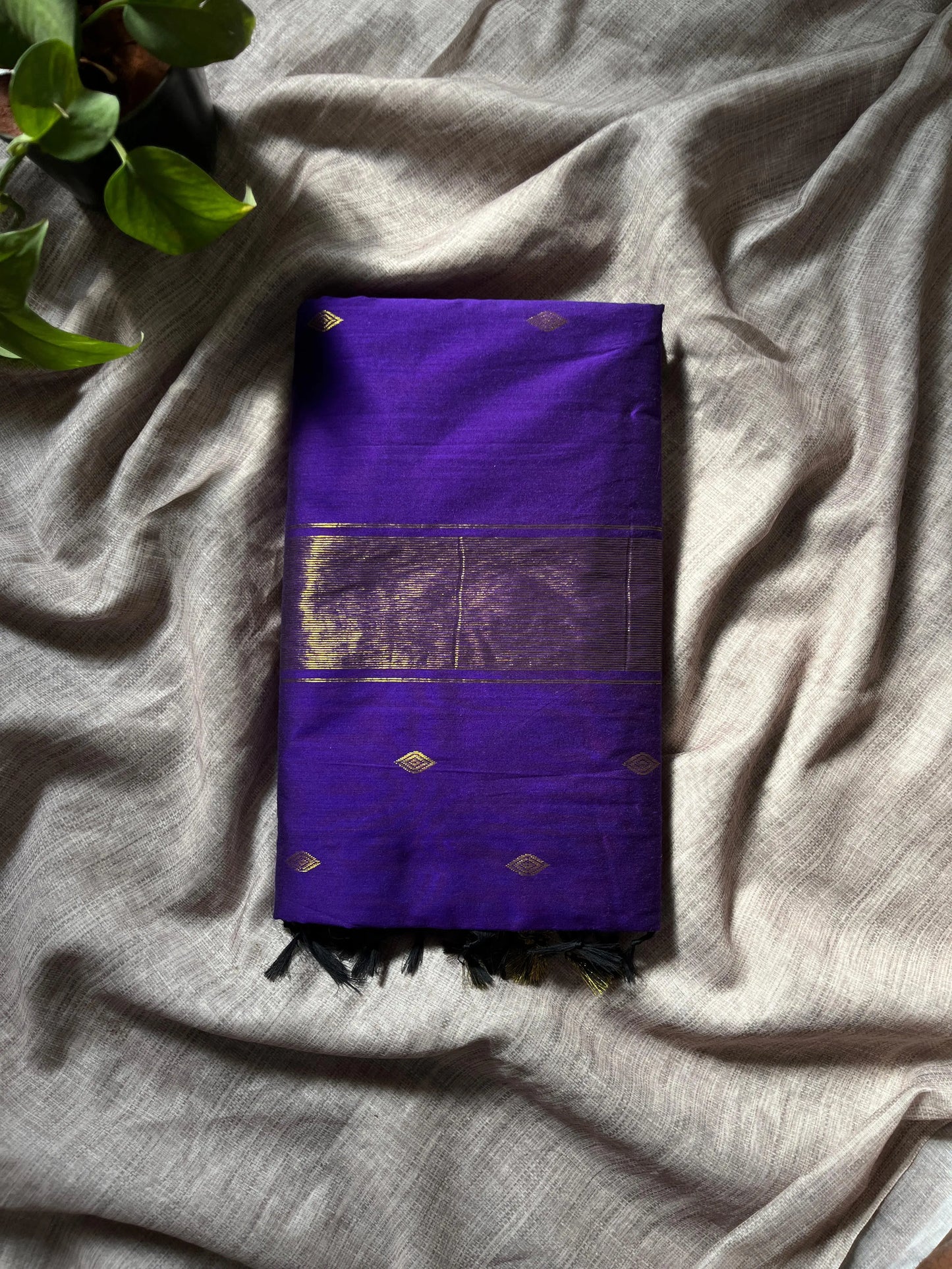 Purple Soft Silk Cotton Mix Saree