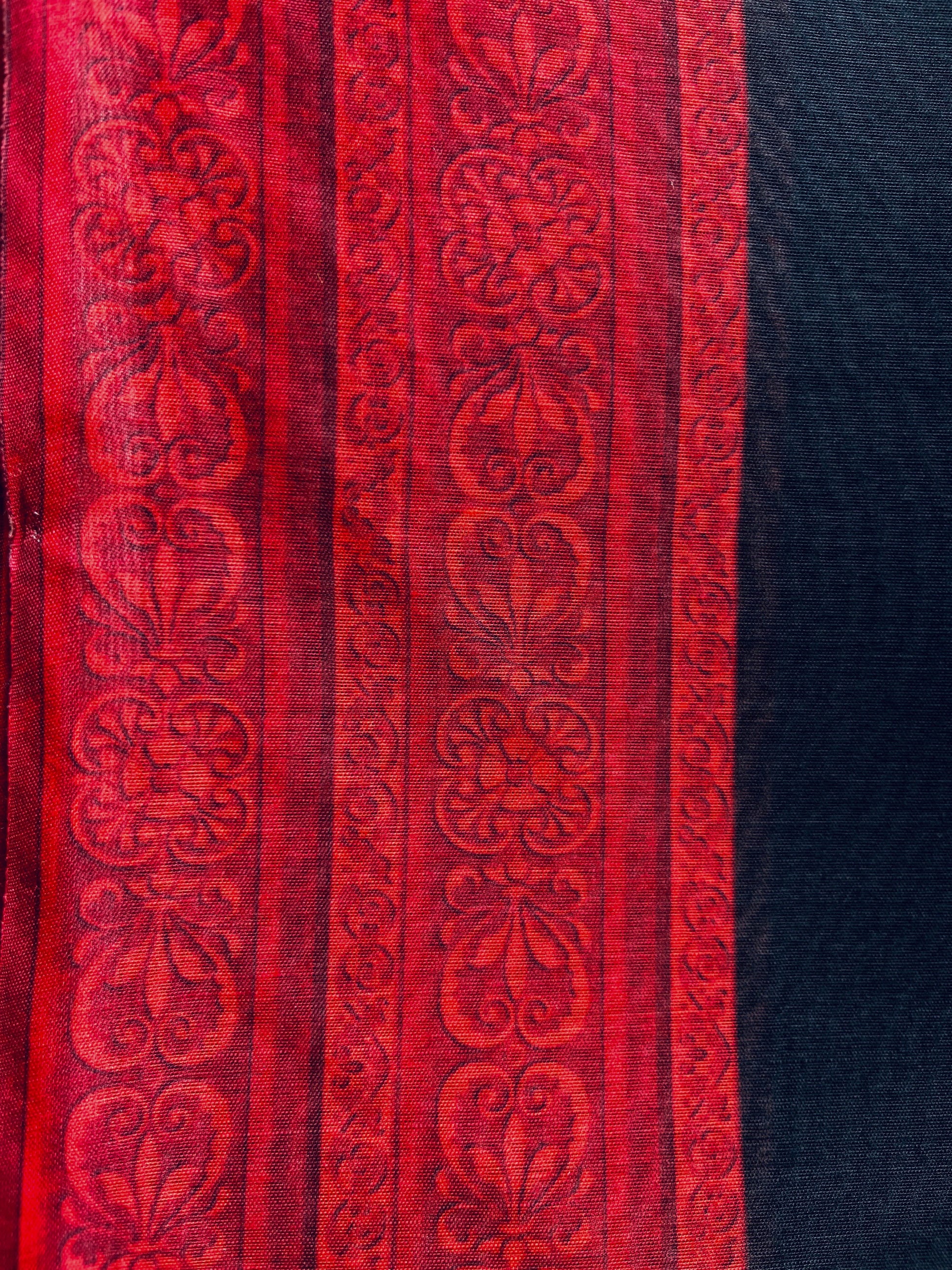 Black Cotton Mulmul Saree with Black Blouse 05