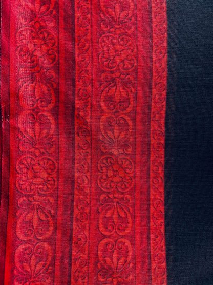 Black Cotton Mulmul Saree with Black Blouse 05