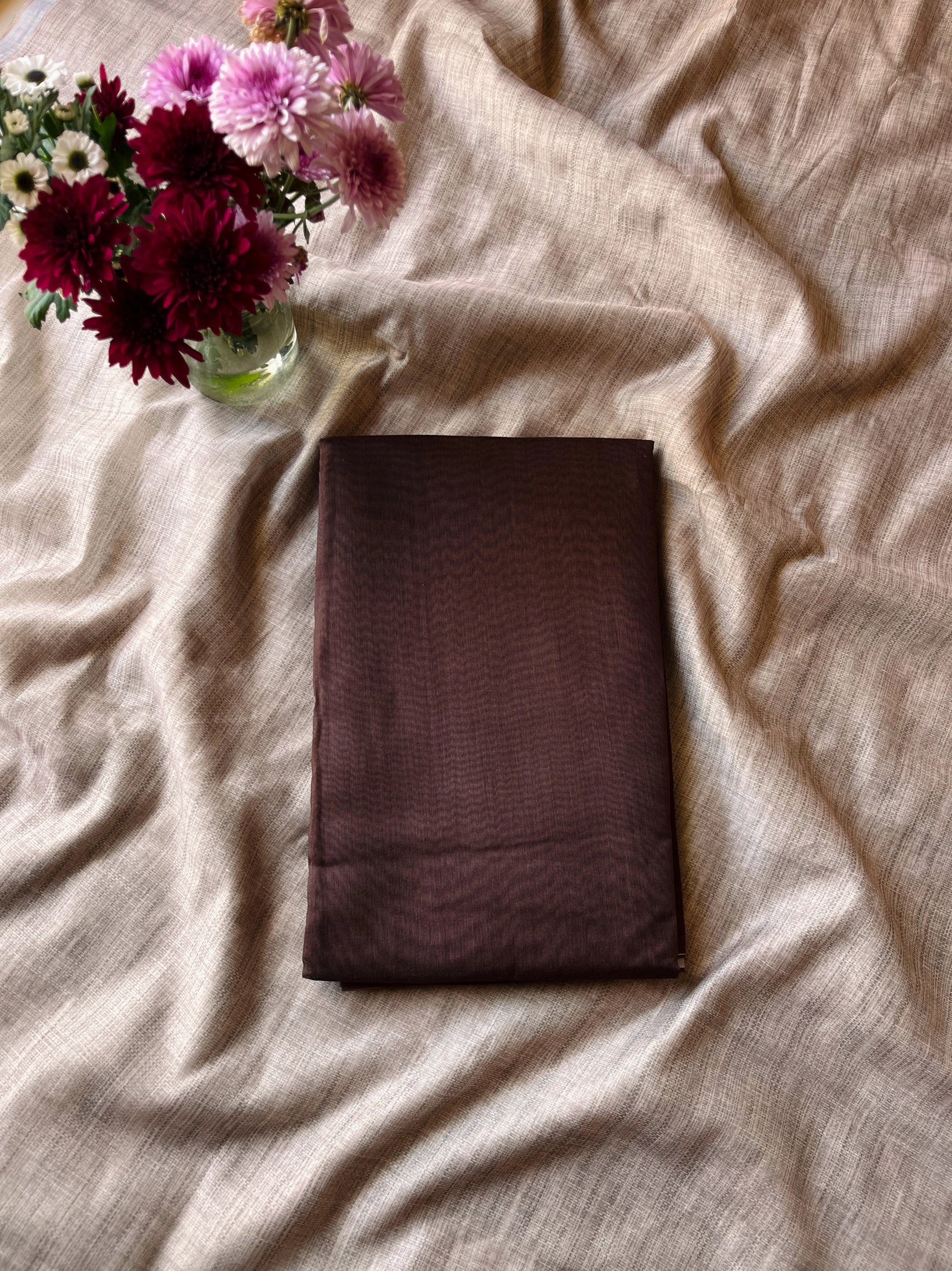Brown Saree Paired With Dark Green Blouse 02
