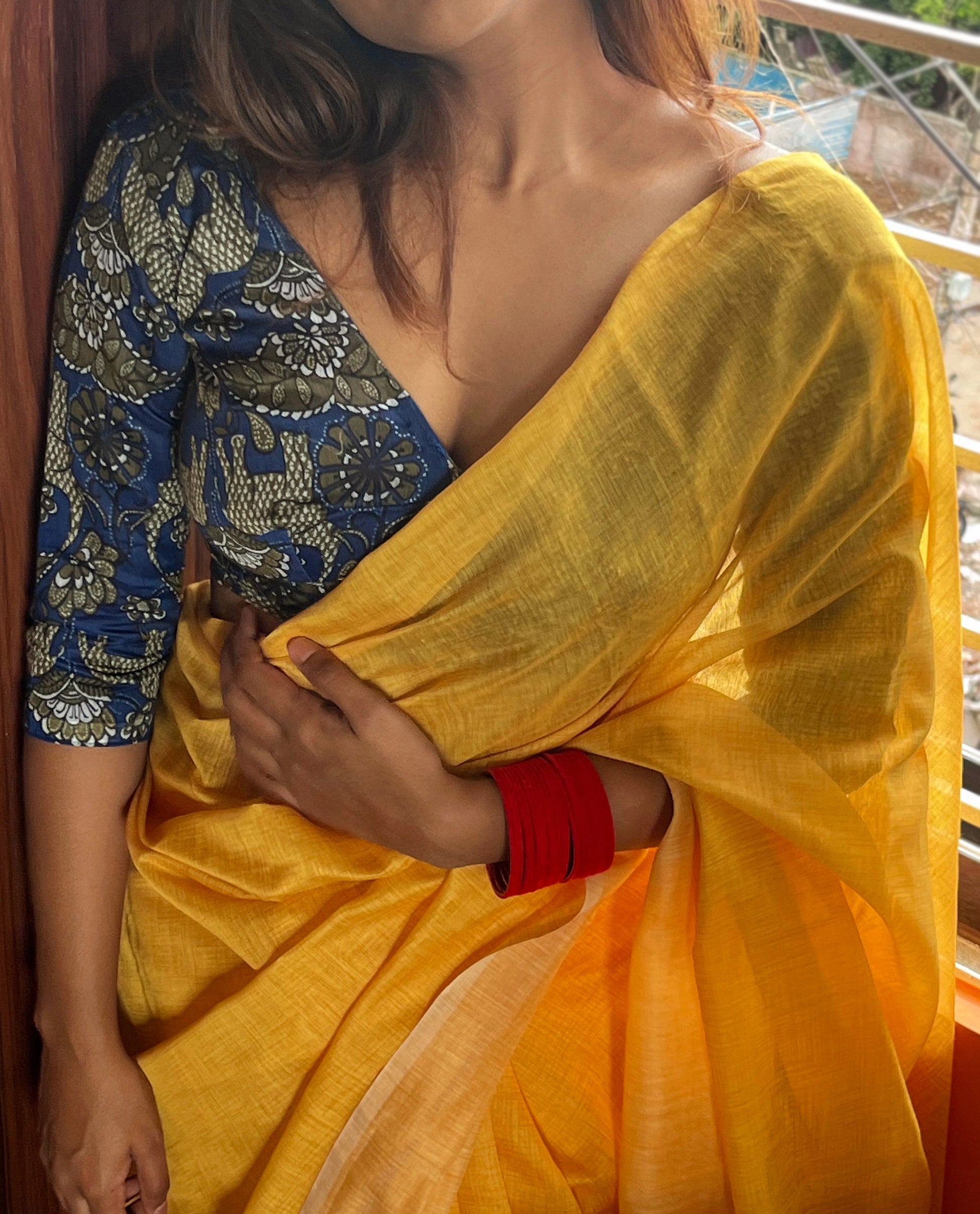 Classic Yellow Cotton Mulmul Saree