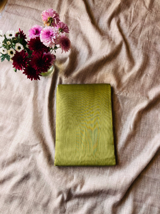 Light green Cotton Mulmul Saree with Dark Green Blouse 01