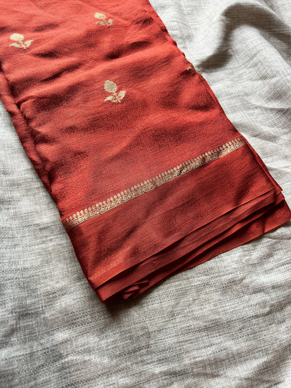 Rust Orange Semi Viscose Saree