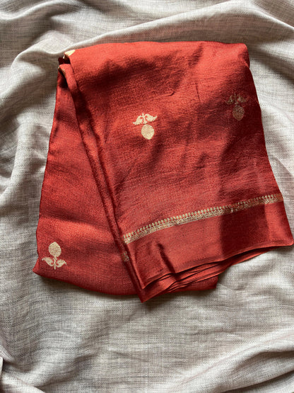 Rust Orange Semi Viscose Saree
