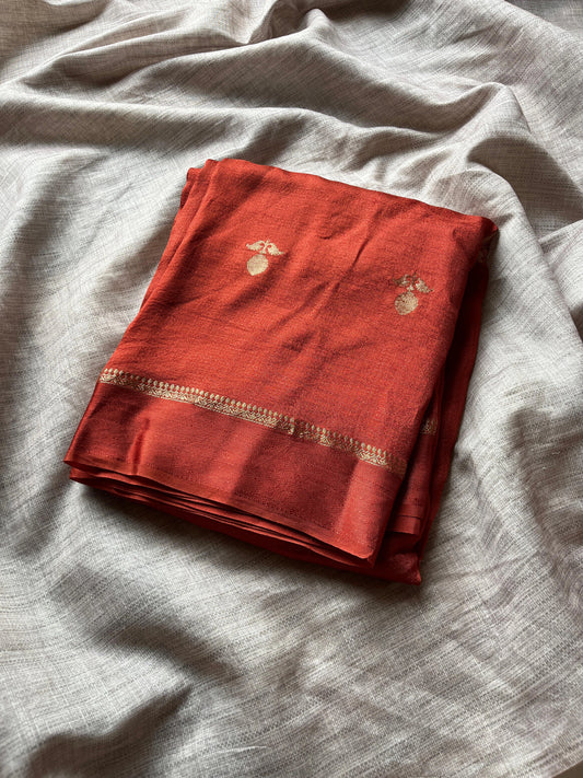 Rust Orange Semi Viscose Saree