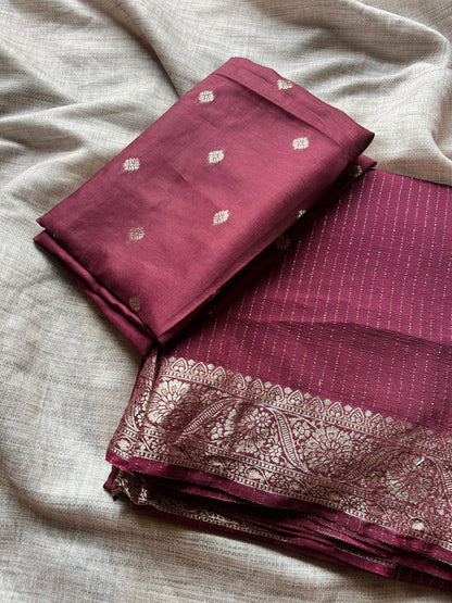 Maroon Semi Viscose Saree