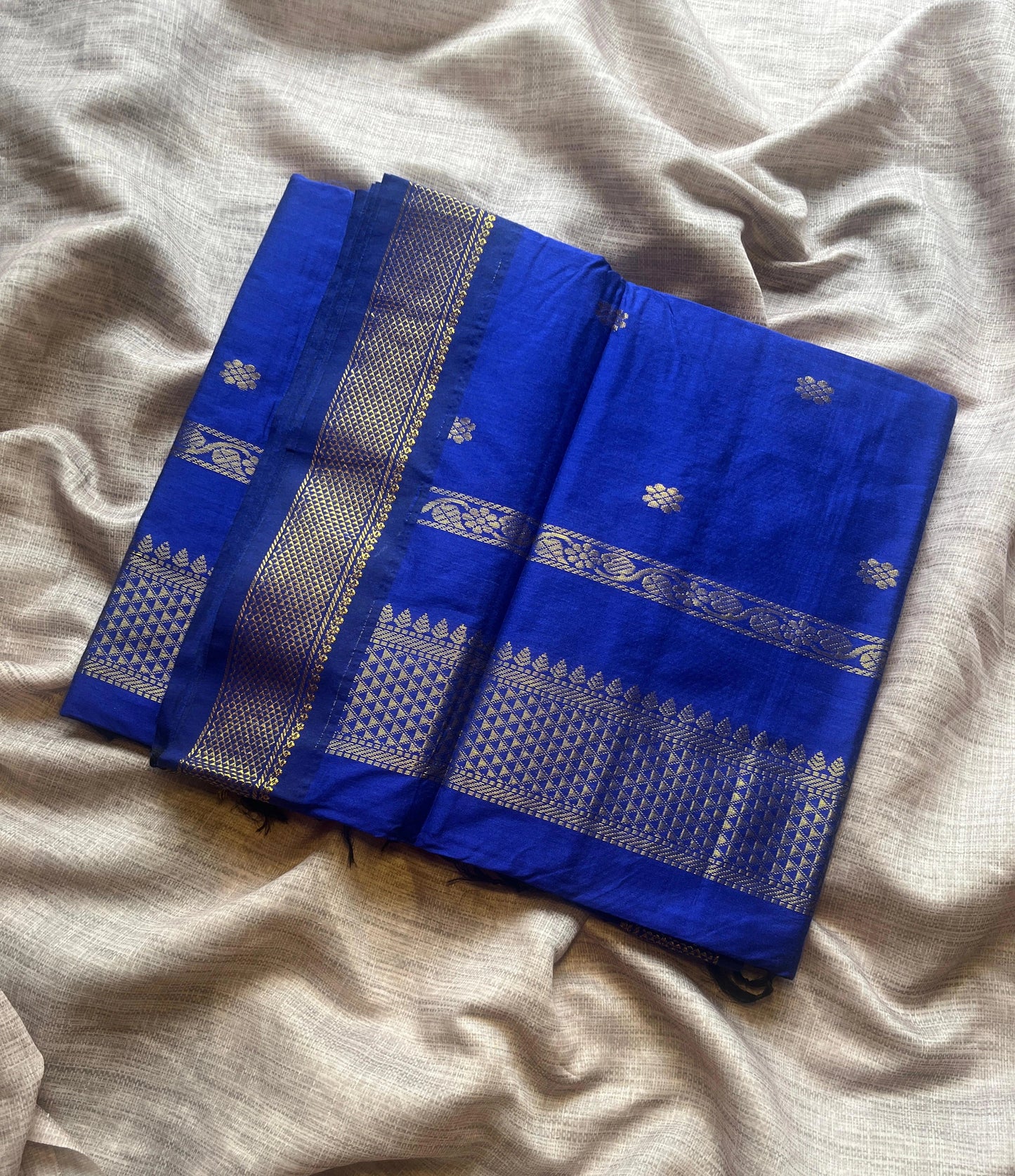 Blue semi silk cotton mix saree