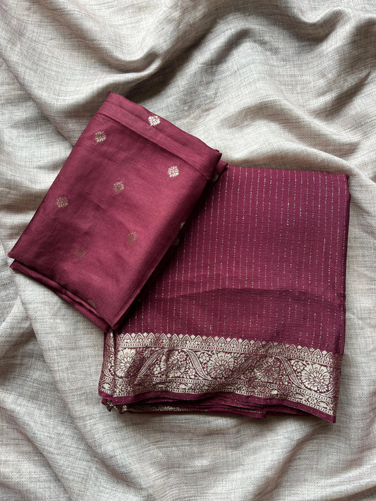 Maroon Semi Viscose Saree