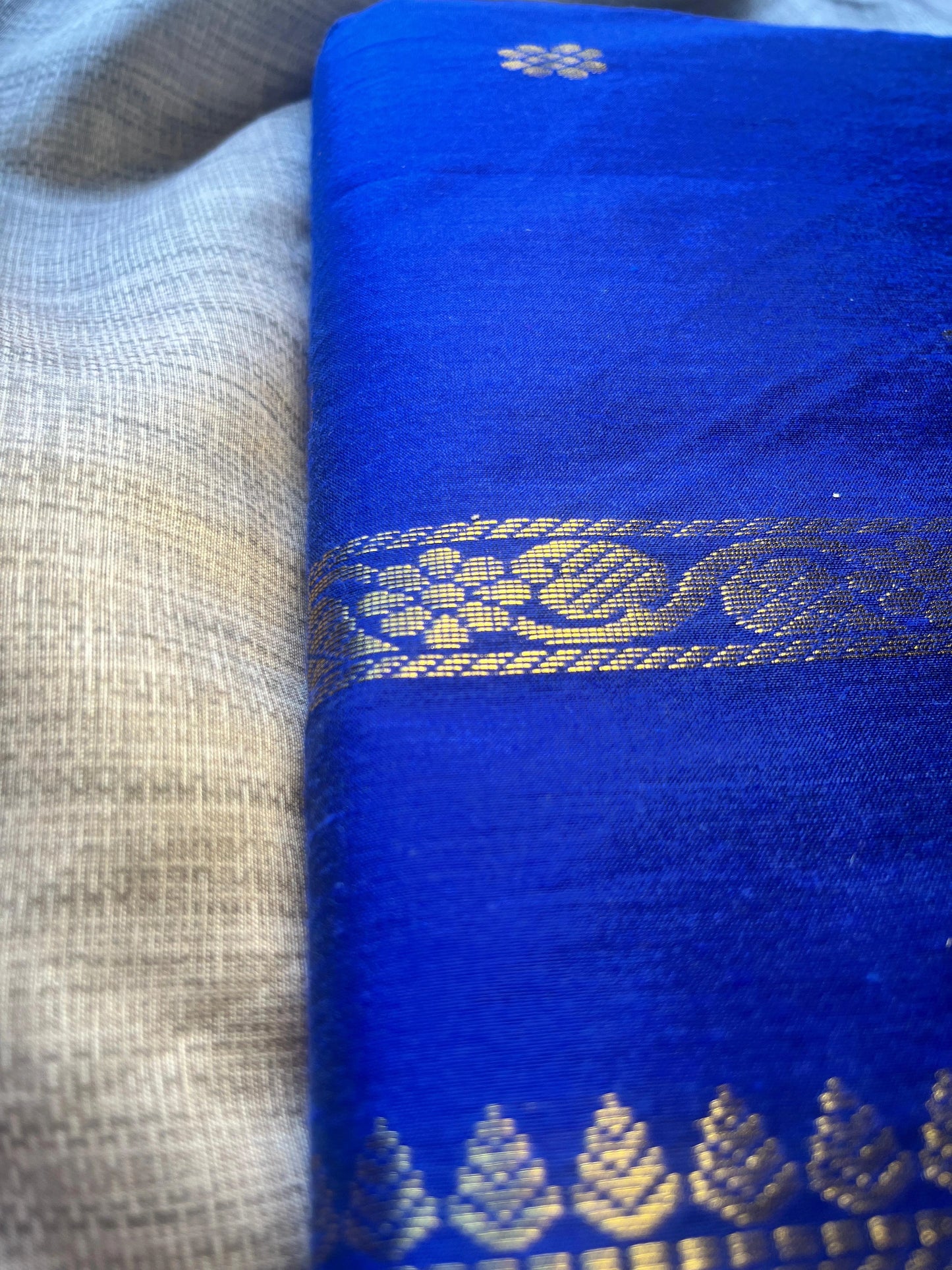 Blue semi silk cotton mix saree