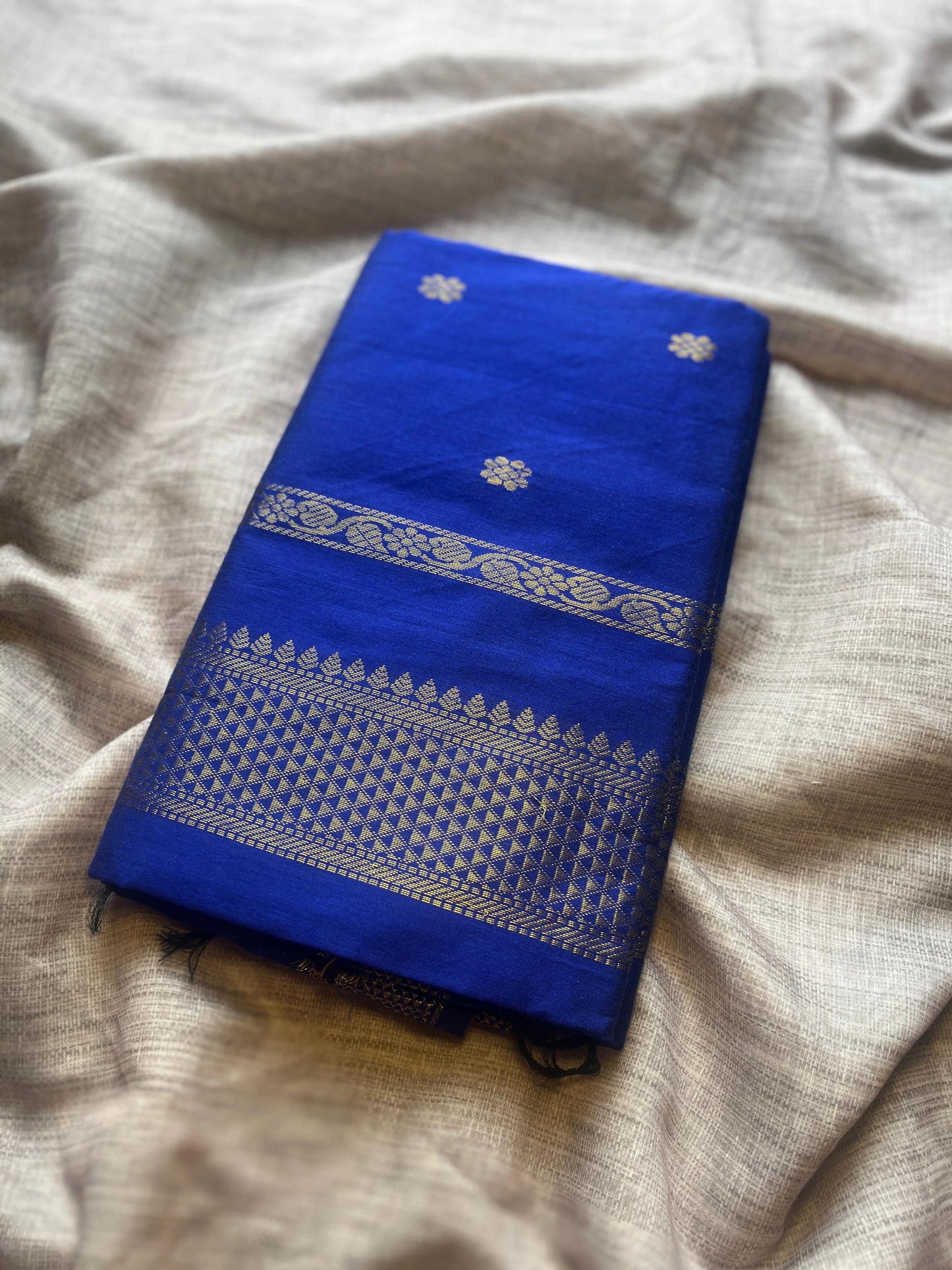 Blue semi silk cotton mix saree