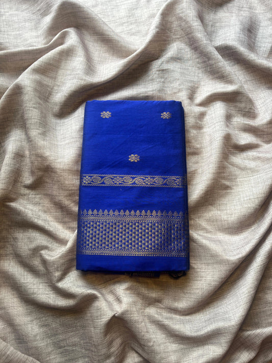 Blue semi silk cotton mix saree