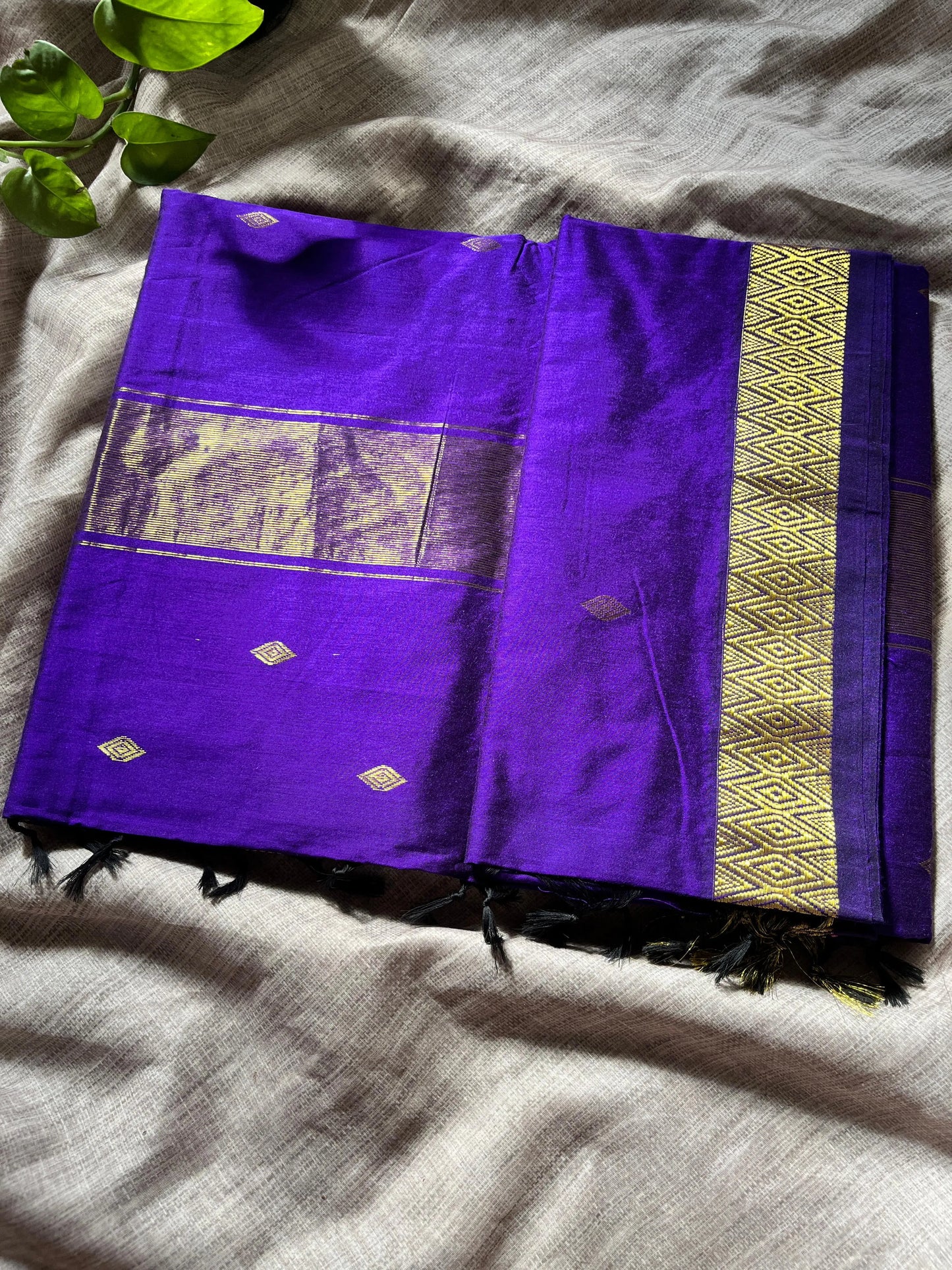 Purple Soft Silk Cotton Mix Saree