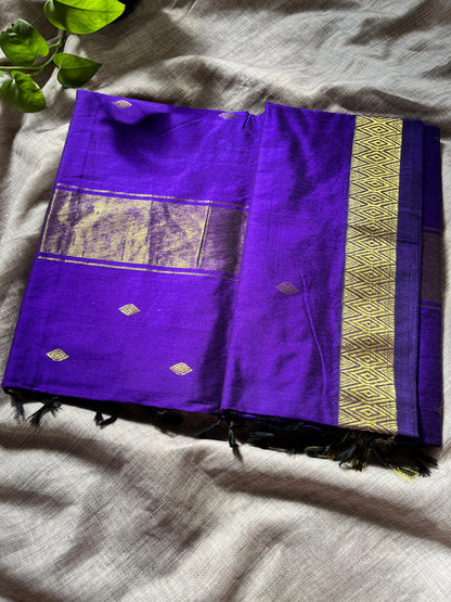 Purple Soft Silk Cotton Mix Saree