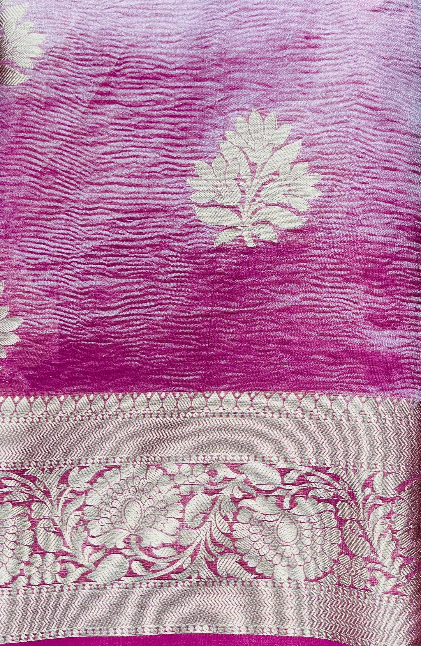 Crushed Semi Katan Tissue Saree – Graceful Pink Glow
